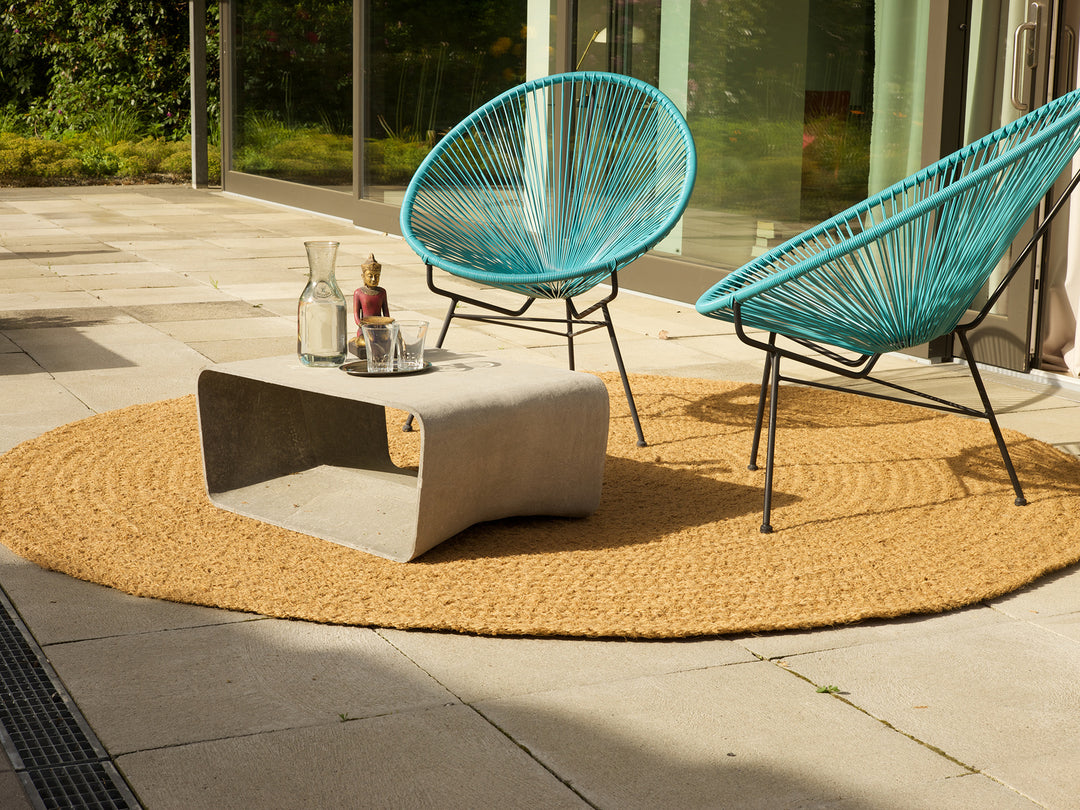 Ruckstuhl Teppich Kokos Braid 20393 natur Produktansicht Setting Outdoor