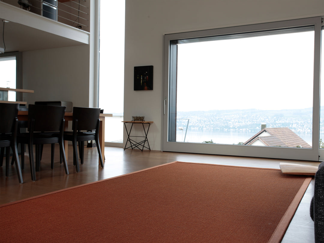 Ruckstuhl Teppich Sisal Jaipur 10224 kupfer Esszimmer Seeblick