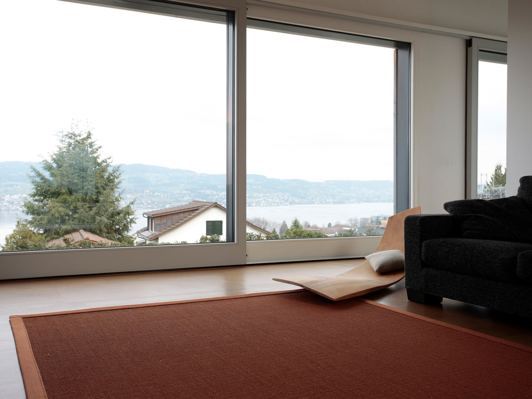 Ruckstuhl Teppich Sisal Jaipur 10224 kupfer Wohnzimmer Seeblick
