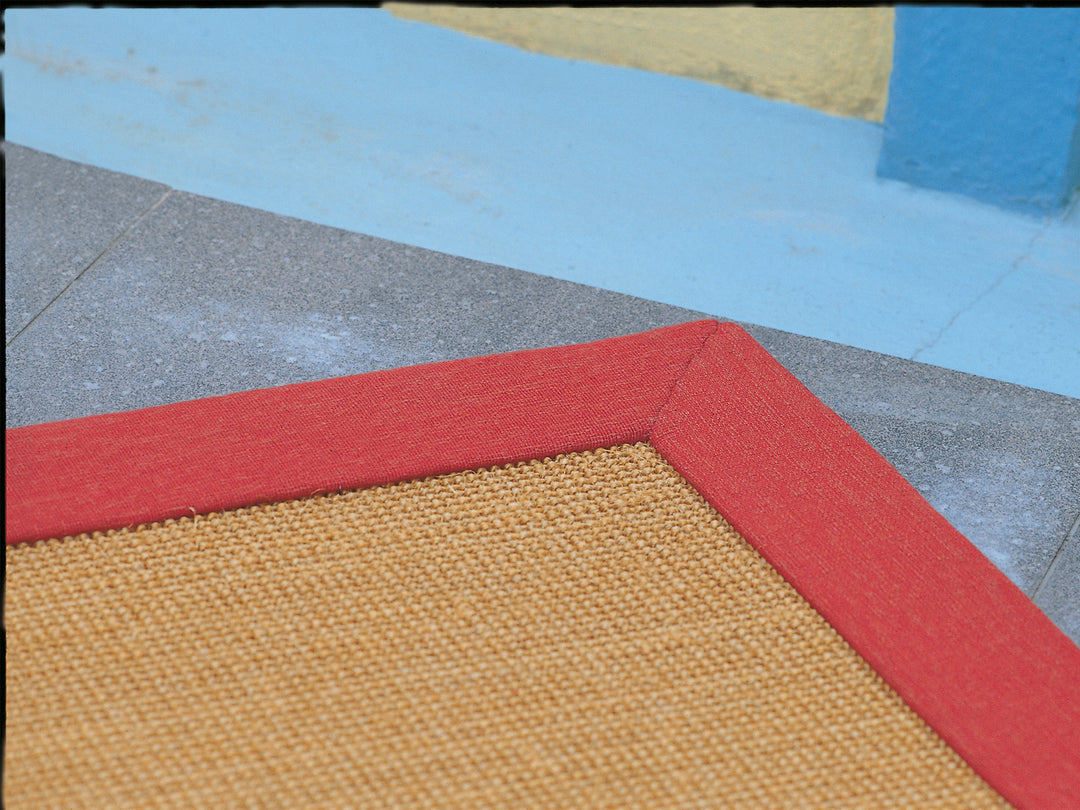 Ruckstuhl Teppich Sisal Jaipur 20022 natur Leinenband rot