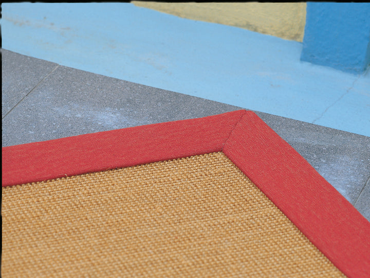 Ruckstuhl Teppich Sisal Jaipur 20022 natur Leinenband rot