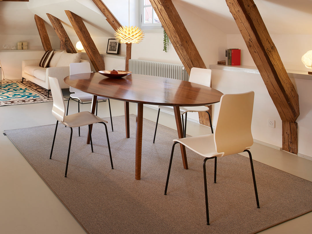 Ruckstuhl Teppich Wolle Herringbone Large 60367 beige Dachwohnung Detailaufnahme