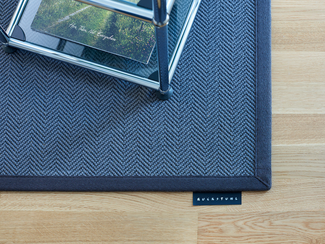 Ruckstuhl Teppich Wolle Herringbone Small 60361 grau Leinenband